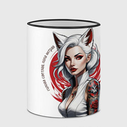 Кружка 3D Белая лиса, цвет: 3D-черный кант — фото 2