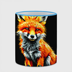 Кружка 3D Лиса на черном, цвет: 3D-небесно-голубой кант — фото 2