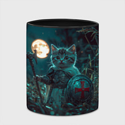 Кружка 3D Котенок рыцарь с щитом, цвет: 3D-белый + черный — фото 2