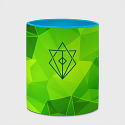 Кружка 3D In Flames green poly, цвет: 3D-белый + небесно-голубой — фото 2