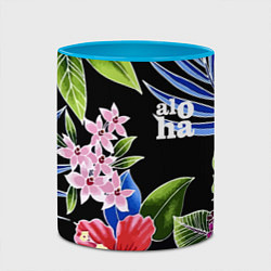 Кружка 3D Tropical flowers - aloha, цвет: 3D-белый + небесно-голубой — фото 2