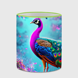 Кружка 3D Павлин в неоновом свете, цвет: 3D-светло-зеленый кант — фото 2