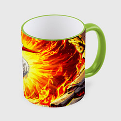 Кружка 3D Аист в огне, цвет: 3D-светло-зеленый кант