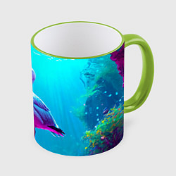 Кружка 3D Подводная чайка, цвет: 3D-светло-зеленый кант