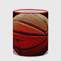 Кружка 3D Баскетбольный мяч на черном, цвет: 3D-красный кант — фото 2