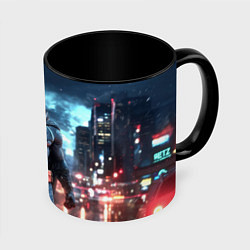 Кружка 3D Бэтмен спаситель города, цвет: 3D-белый + черный