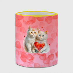 Кружка 3D Котята и сердечки, цвет: 3D-желтый кант — фото 2