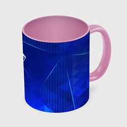 Кружка 3D No Mans Sky blue poly, цвет: 3D-белый + розовый