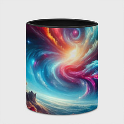 Кружка 3D Fantastic neon space landscape - ai art fantasy, цвет: 3D-белый + черный — фото 2
