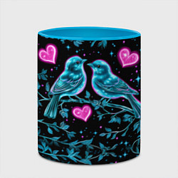 Кружка 3D Неоновые птицы и сердечки, цвет: 3D-белый + небесно-голубой — фото 2