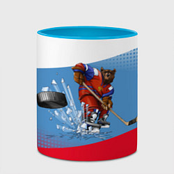 Кружка 3D Русский хоккей, цвет: 3D-белый + небесно-голубой — фото 2