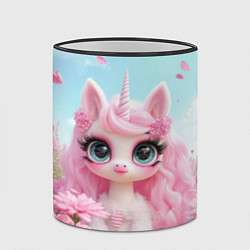Кружка 3D Единорог в цветочном поле, цвет: 3D-черный кант — фото 2
