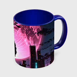 Кружка 3D Аниме и розовая луна, цвет: 3D-белый + синий