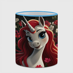 Кружка 3D Единорожка с рыжими волосами, цвет: 3D-небесно-голубой кант — фото 2