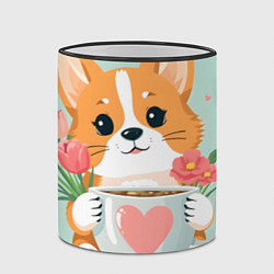 Кружка 3D Корги с поздравлениями - 8 марта, цвет: 3D-черный кант — фото 2