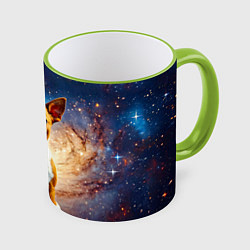 Кружка 3D Басенджи в космосе, цвет: 3D-светло-зеленый кант