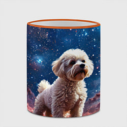Кружка 3D Бишон в космосе, цвет: 3D-оранжевый кант — фото 2
