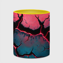 Кружка 3D Объемные разломы текстура, цвет: 3D-белый + желтый — фото 2