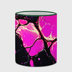 Кружка 3D Розовые пятна в текстуре, цвет: 3D-зеленый кант — фото 2