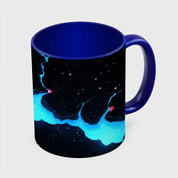 Кружка 3D Голубой разлом в черной текстуре, цвет: 3D-белый + синий