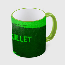 Кружка 3D Skillet - green gradient по-горизонтали, цвет: 3D-светло-зеленый кант