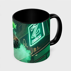 Кружка 3D Cyperpunk zebra, цвет: 3D-белый + черный