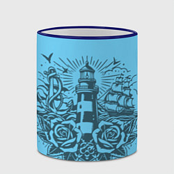 Кружка 3D Маяк с розами и кораблем, цвет: 3D-синий кант — фото 2