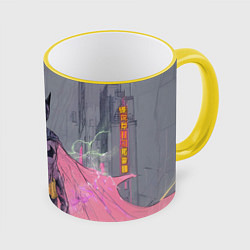 Кружка 3D Бэтмен с розовым плащом, цвет: 3D-желтый кант