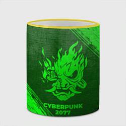 Кружка 3D Cyberpunk 2077 - green gradient, цвет: 3D-желтый кант — фото 2