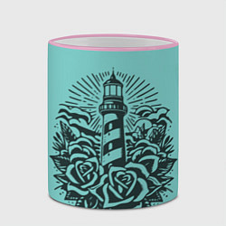 Кружка 3D Маяк и розы, цвет: 3D-розовый кант — фото 2