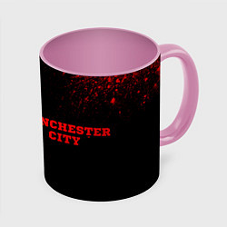 Кружка 3D Manchester City - red gradient по-горизонтали, цвет: 3D-белый + розовый