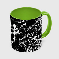 Кружка 3D Monster energy белые штрихи краско, цвет: 3D-белый + светло-зеленый