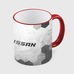 Кружка 3D Nissan - white gradient по-горизонтали, цвет: 3D-красный кант