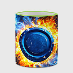Кружка 3D Шайба в синем пламени, цвет: 3D-светло-зеленый кант — фото 2