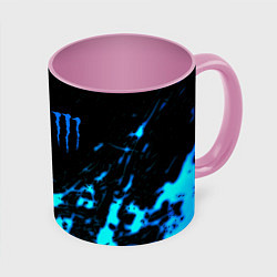 Кружка 3D Monster energy голубые краски, цвет: 3D-белый + розовый