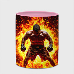 Кружка 3D Боксер в огне, цвет: 3D-белый + розовый — фото 2