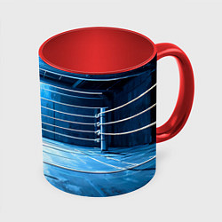 Кружка 3D Синий ринг, цвет: 3D-белый + красный