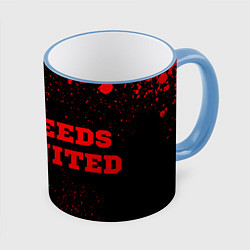 Кружка 3D Leeds United - red gradient по-горизонтали, цвет: 3D-небесно-голубой кант