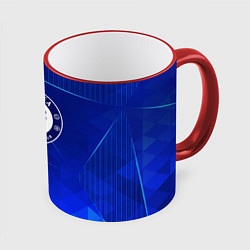 Кружка 3D Chelsea blue poly, цвет: 3D-красный кант