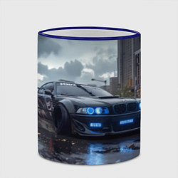 Кружка 3D BMW синие фары дождливая погода, цвет: 3D-синий кант — фото 2