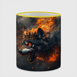 Кружка 3D Волк в огне и дыме, цвет: 3D-желтый кант — фото 2