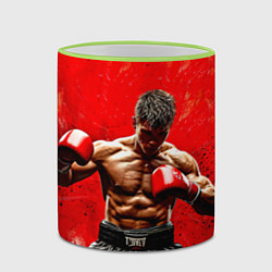 Кружка 3D Кикбоксер в красном, цвет: 3D-светло-зеленый кант — фото 2