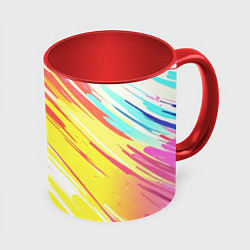 Кружка 3D Брызги краски на белом фоне, цвет: 3D-белый + красный