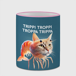 Кружка 3D Trippi troppi troppa trippa - brainrot cat meme, цвет: 3D-розовый кант — фото 2