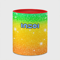 Кружка 3D Inzoi зелено-желтый фон, цвет: 3D-белый + красный — фото 2