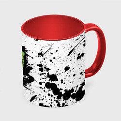 Кружка 3D Monster energy брызги красок, цвет: 3D-белый + красный