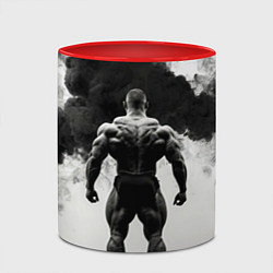 Кружка 3D Бодибилдер и черный дым, цвет: 3D-белый + красный — фото 2