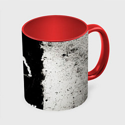 Кружка 3D Триатлонист на черно-белом, цвет: 3D-белый + красный