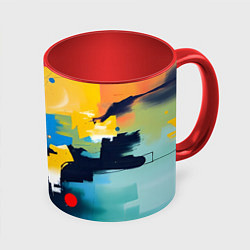 Кружка 3D Абстракция в деталях, цвет: 3D-белый + красный