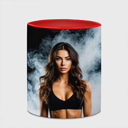 Кружка 3D Фитоняшка в дыму, цвет: 3D-белый + красный — фото 2